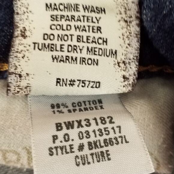 BKE Denim Culture Womens 31L Dark Wash Bootcut Stretch Embellished Jeans - Picture 9 of 9